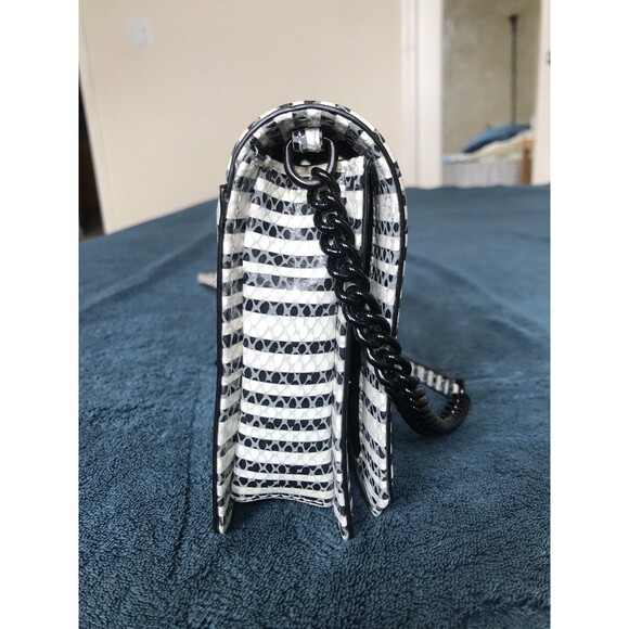Rebecca Minkoff striped snakeskin print love crossbody wallet on chain - Picture 6 of 12